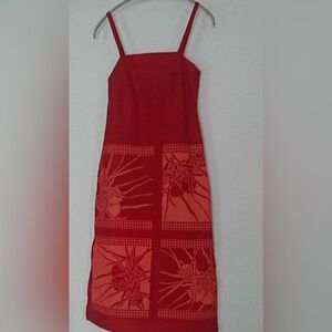 Gorgeous Sig Zane red and orange floral dress Hawaii